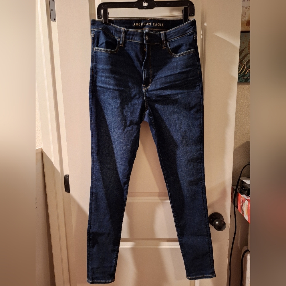 American Eagle Outfitters Dark Blue Skinny Jeans Size 10 Long